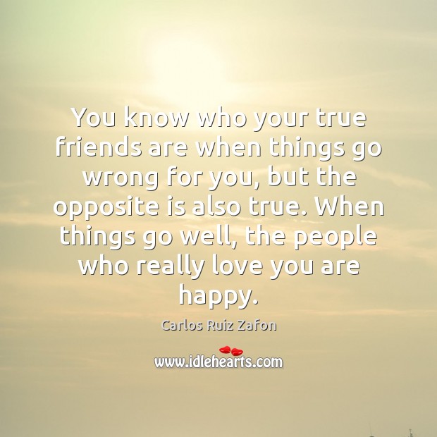 You know who your true friends are when things go wrong for Carlos Ruiz Zafon Picture Quote