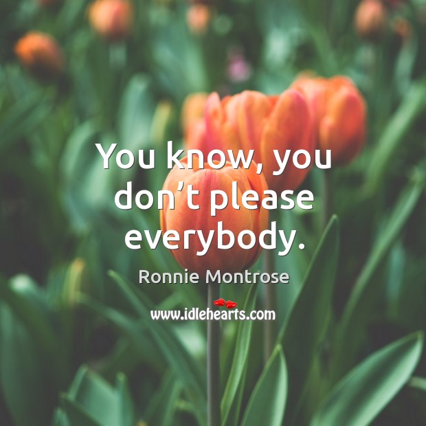 You know, you don’t please everybody. Ronnie Montrose Picture Quote