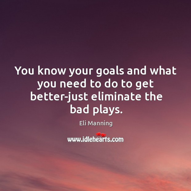 You know your goals and what you need to do to get better-just eliminate the bad plays. Image