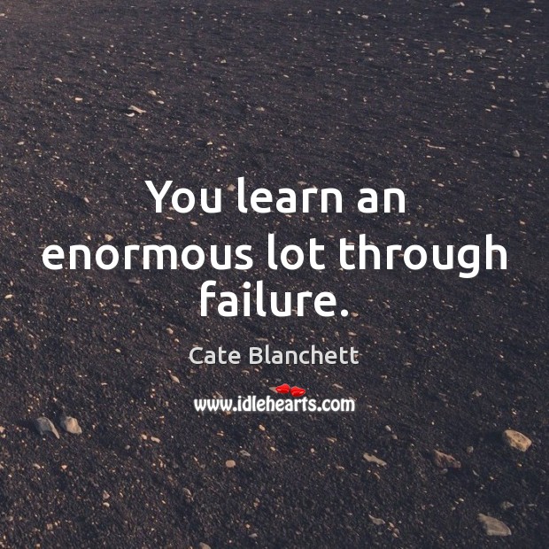 You learn an enormous lot through failure. Cate Blanchett Picture Quote
