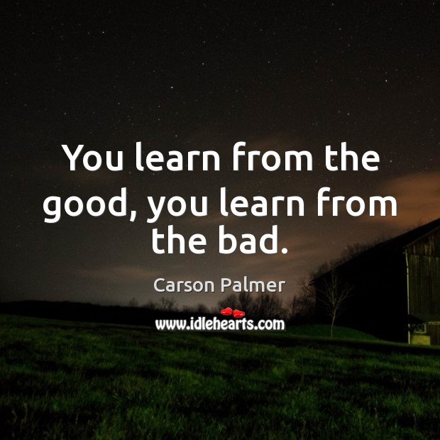 You learn from the good, you learn from the bad. Carson Palmer Picture Quote