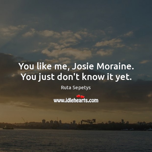 You like me, Josie Moraine. You just don’t know it yet. Ruta Sepetys Picture Quote
