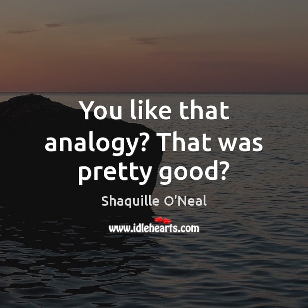 You like that analogy? That was pretty good? Shaquille O’Neal Picture Quote