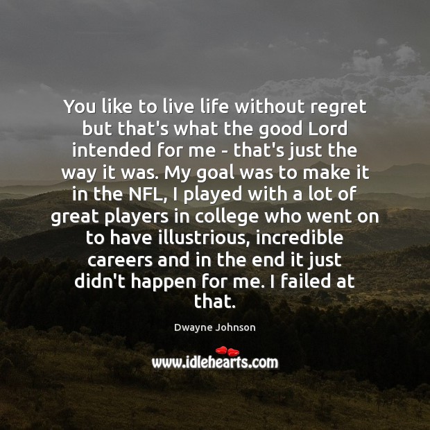 You like to live life without regret but that’s what the good Dwayne Johnson Picture Quote