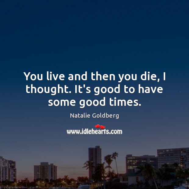 You live and then you die, I thought. It’s good to have some good times. Natalie Goldberg Picture Quote