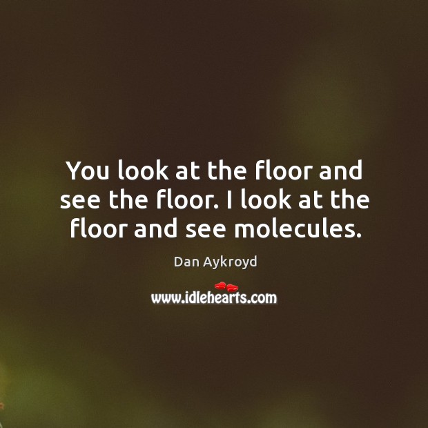 You look at the floor and see the floor. I look at the floor and see molecules. Image