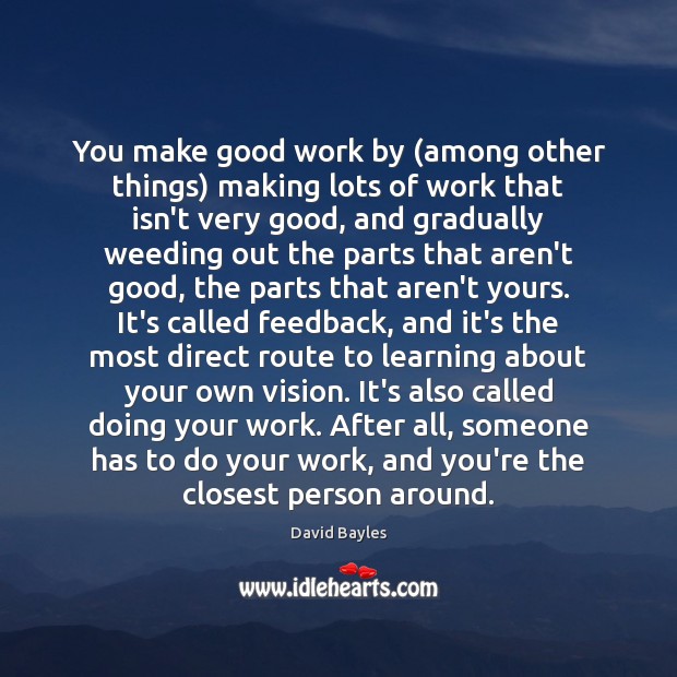 You make good work by (among other things) making lots of work David Bayles Picture Quote