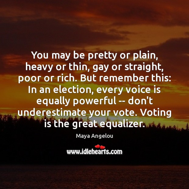 You may be pretty or plain, heavy or thin, gay or straight, Vote Quotes Image