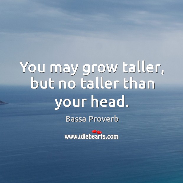 You may grow taller, but no taller than your head. Bassa Proverbs Image