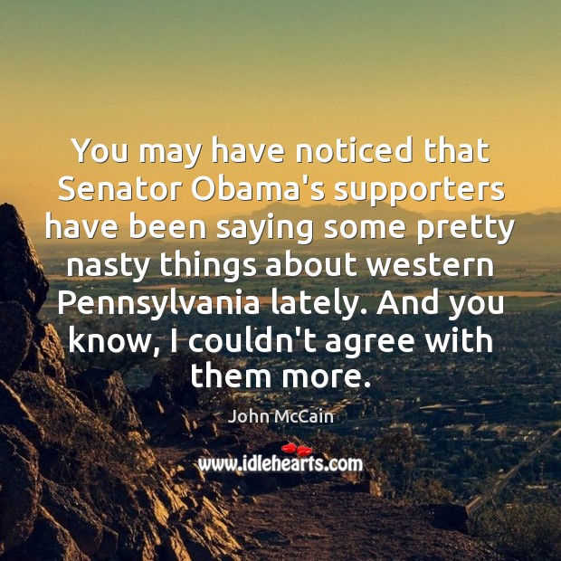 You may have noticed that Senator Obama’s supporters have been saying some John McCain Picture Quote