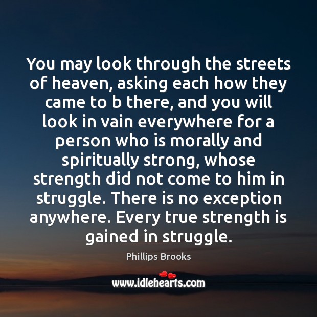 You may look through the streets of heaven, asking each how they Strength Quotes Image