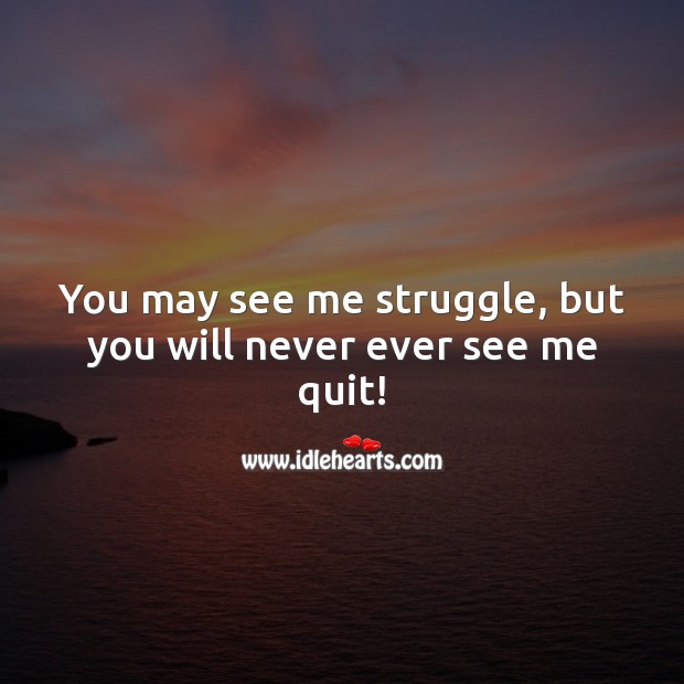 You may see me struggle, but you will never ever see me quit! Positive Attitude Quotes Image