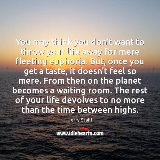 You may think you don’t want to throw your life away for Jerry Stahl Picture Quote