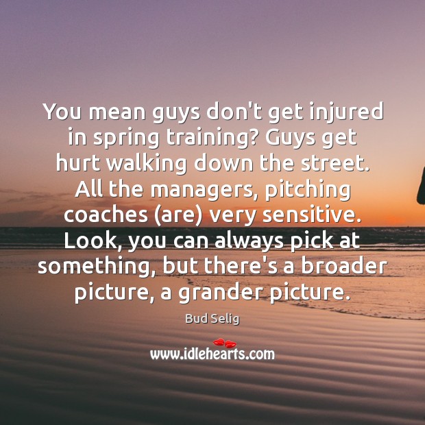 You mean guys don’t get injured in spring training? Guys get hurt Bud Selig Picture Quote