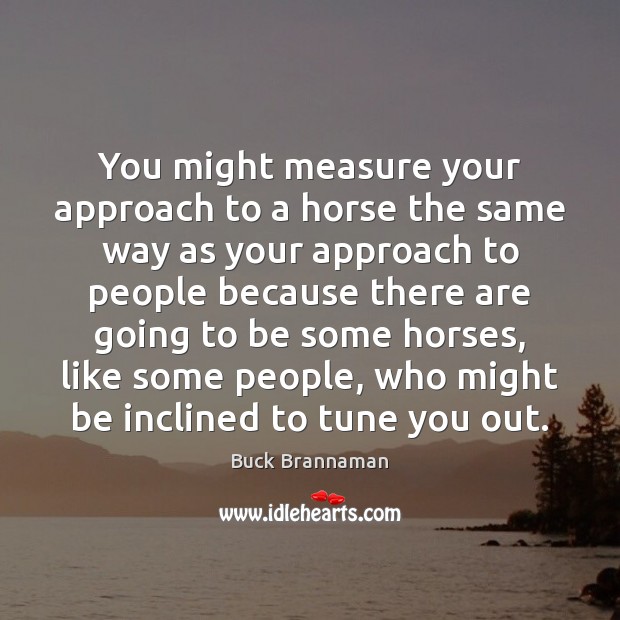 You might measure your approach to a horse the same way as Buck Brannaman Picture Quote