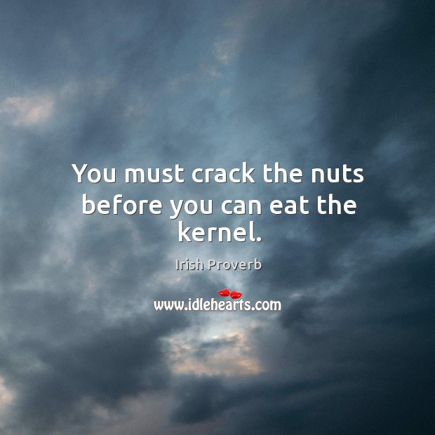 You must crack the nuts before you can eat the kernel. Irish Proverbs Image