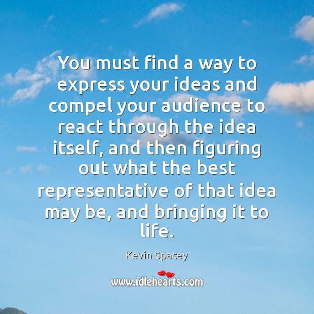 You must find a way to express your ideas and compel your Image
