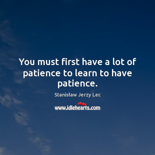 You must first have a lot of patience to learn to have patience. Stanisław Jerzy Lec Picture Quote