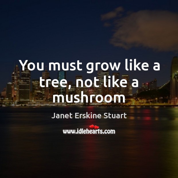 You must grow like a tree, not like a mushroom Image