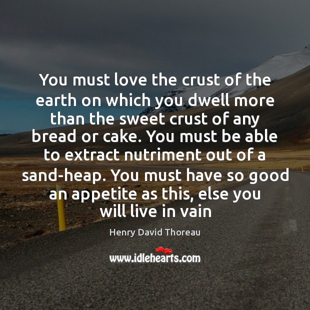 You must love the crust of the earth on which you dwell Henry David Thoreau Picture Quote