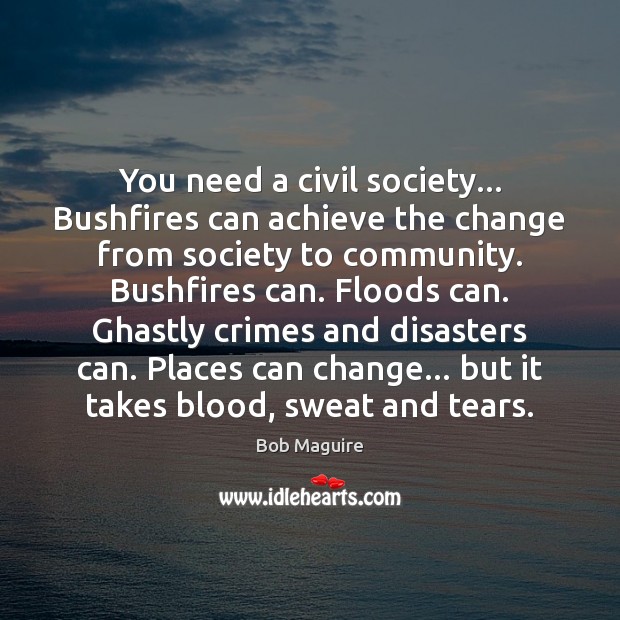 You need a civil society… Bushfires can achieve the change from society Image