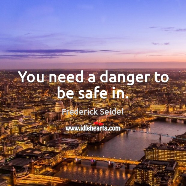 You need a danger to be safe in. Frederick Seidel Picture Quote
