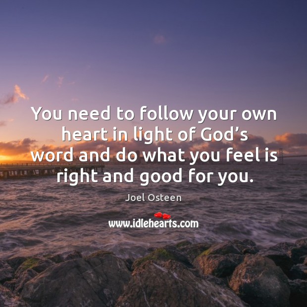 You need to follow your own heart in light of God’s Joel Osteen Picture Quote