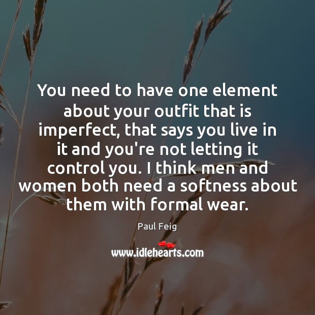 You need to have one element about your outfit that is imperfect, Paul Feig Picture Quote