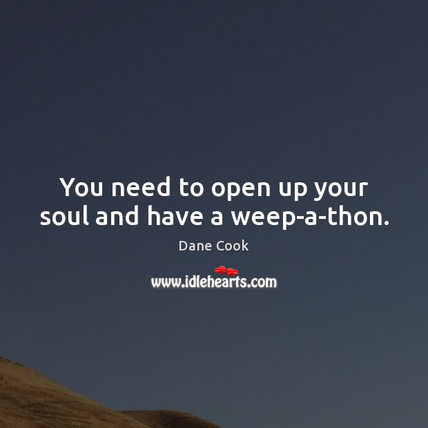 You need to open up your soul and have a weep-a-thon. Dane Cook Picture Quote