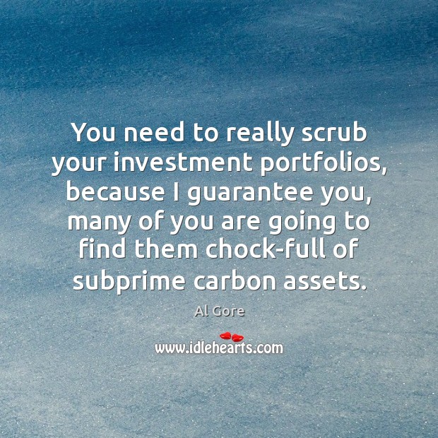 You need to really scrub your investment portfolios, because I guarantee you, Al Gore Picture Quote