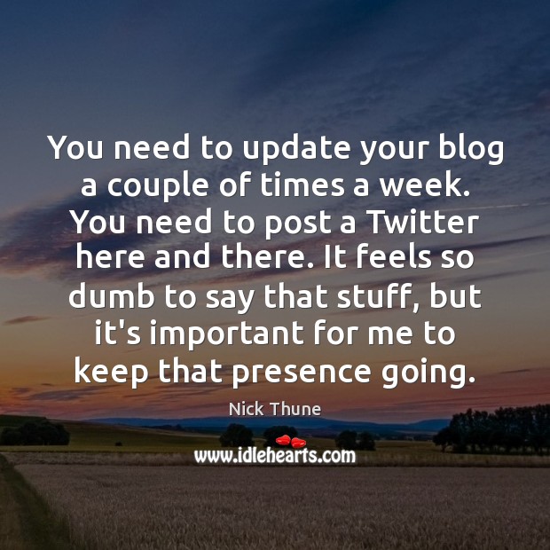 You need to update your blog a couple of times a week. Nick Thune Picture Quote