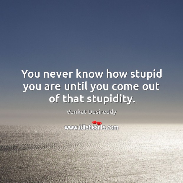 You never know how stupid you are until you come out of that stupidity. Wise Quotes Image