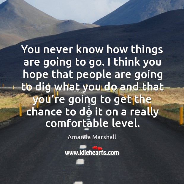 You never know how things are going to go. I think you hope that people are going to dig Amanda Marshall Picture Quote