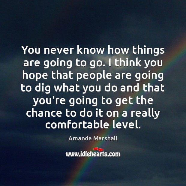 You never know how things are going to go. I think you Amanda Marshall Picture Quote