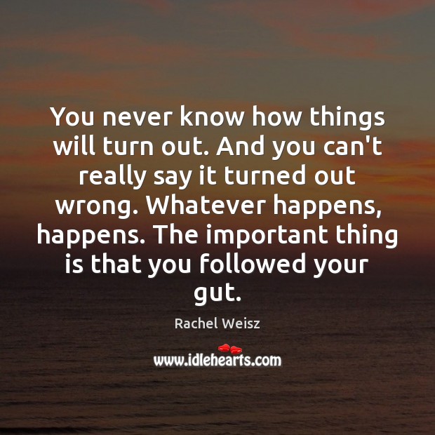 You never know how things will turn out. And you can’t really Rachel Weisz Picture Quote