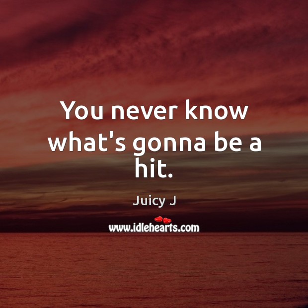 You never know what’s gonna be a hit. Juicy J Picture Quote