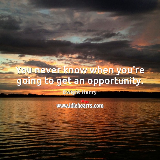 You never know when you’re going to get an opportunity. Dwight Henry Picture Quote