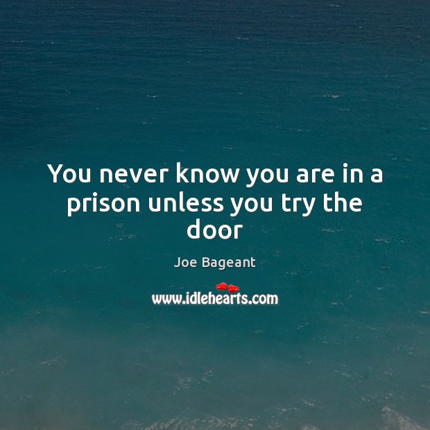 You never know you are in a prison unless you try the door Joe Bageant Picture Quote