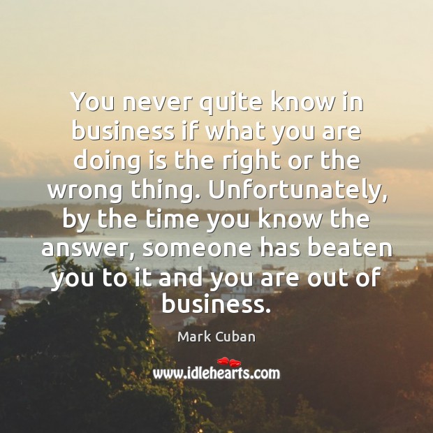 You never quite know in business if what you are doing is Mark Cuban Picture Quote