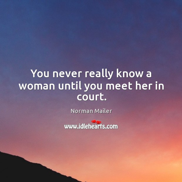 You never really know a woman until you meet her in court. Norman Mailer Picture Quote