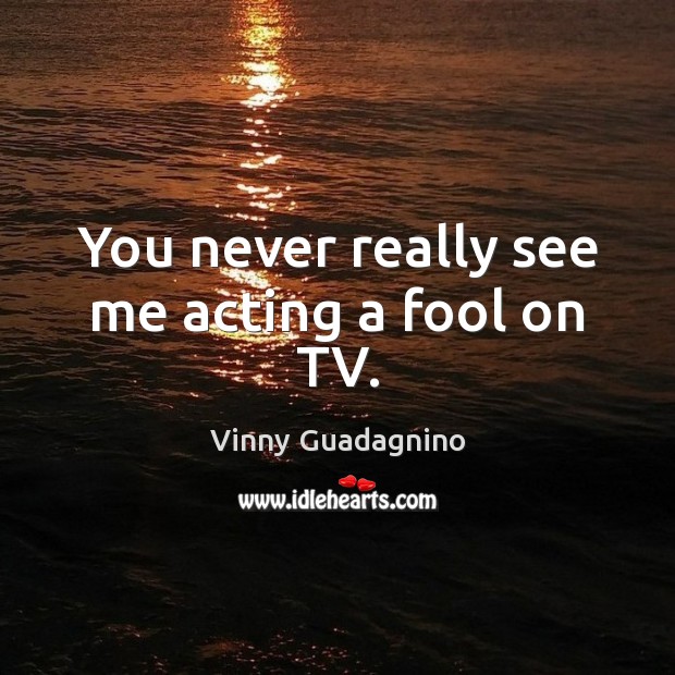 You never really see me acting a fool on TV. Vinny Guadagnino Picture Quote