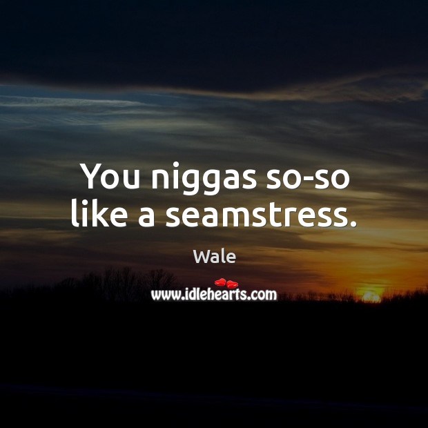 You niggas so-so like a seamstress. Wale Picture Quote