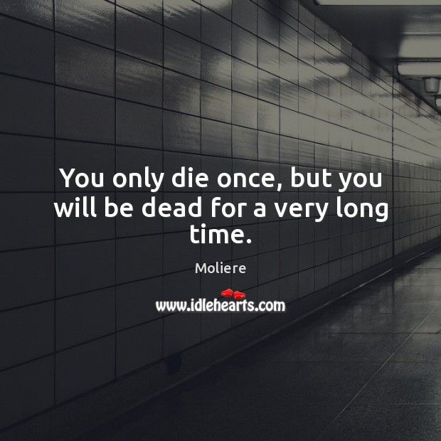 You only die once, but you will be dead for a very long time. Moliere Picture Quote