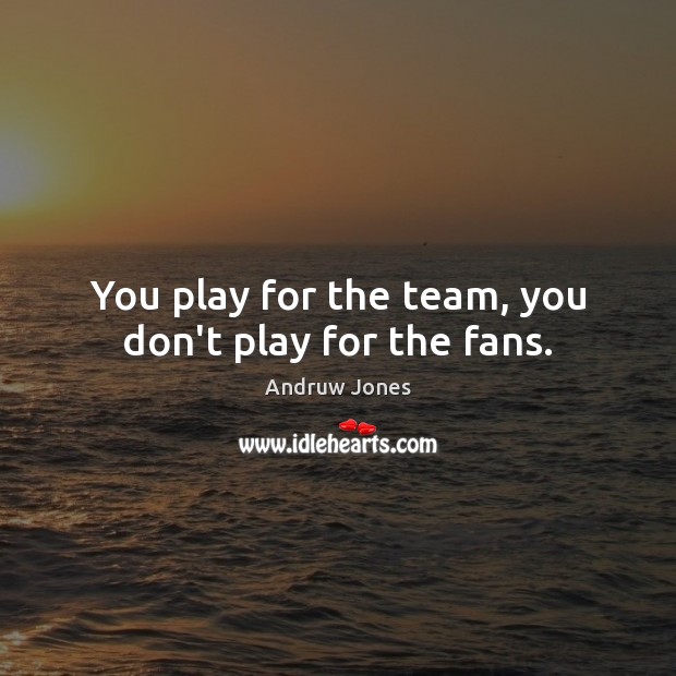 You play for the team, you don’t play for the fans. Andruw Jones Picture Quote