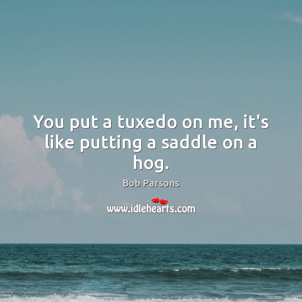 You put a tuxedo on me, it’s like putting a saddle on a hog. Bob Parsons Picture Quote