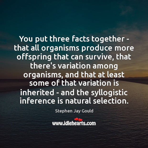 You put three facts together – that all organisms produce more offspring Stephen Jay Gould Picture Quote
