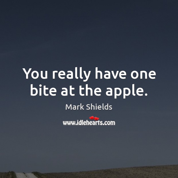 You really have one bite at the apple. Mark Shields Picture Quote