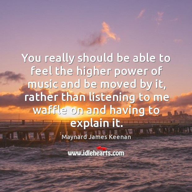You really should be able to feel the higher power of music Maynard James Keenan Picture Quote