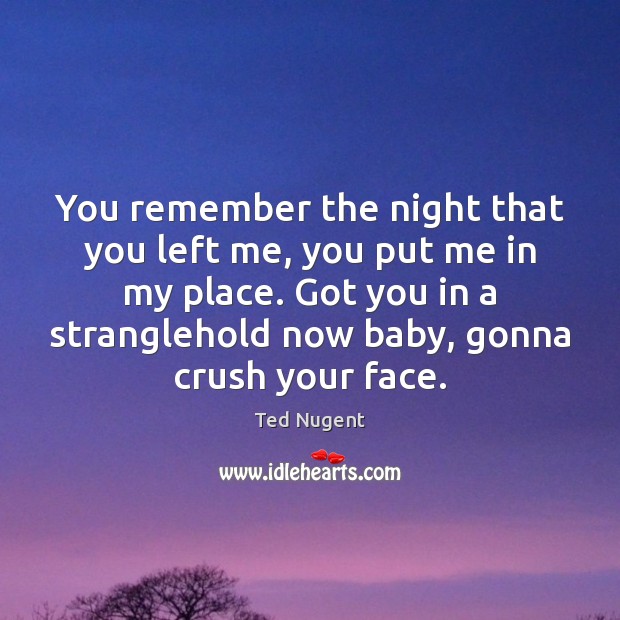 You remember the night that you left me, you put me in Ted Nugent Picture Quote