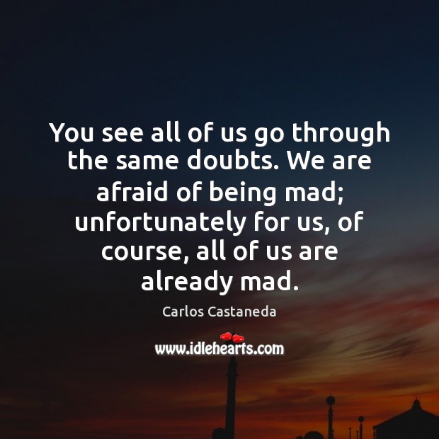 You see all of us go through the same doubts. We are Carlos Castaneda Picture Quote